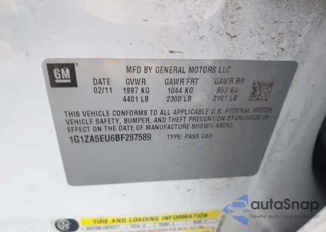 2011 Chevrolet Malibu Ls z USA, uszkodzony, nr VIN 1G1ZA5EU6BF287589